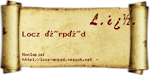 Locz Árpád névjegykártya